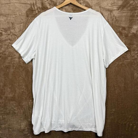 Under Armour Project Rock White V-Neck Twist Front Top Women’s 1X Loose Fit Gym - Picture 2 of 10